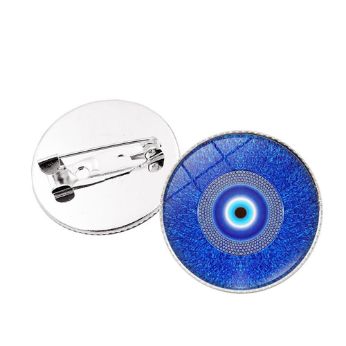 Turkish Evil Eye Pin Cross-Border Bestseller Silver Badge Simple and Versatile Student Pin Badge Accessory