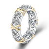 Two-color ring, zirconium, fashionable stone inlay, internet celebrity, European style