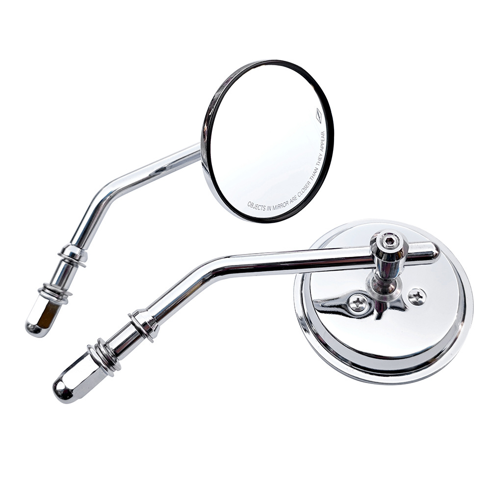 Suitable for Harley motorcycles, these rearview mirrors are designed for modification, featuring a unique small round shape and a universal convex reflective surface
