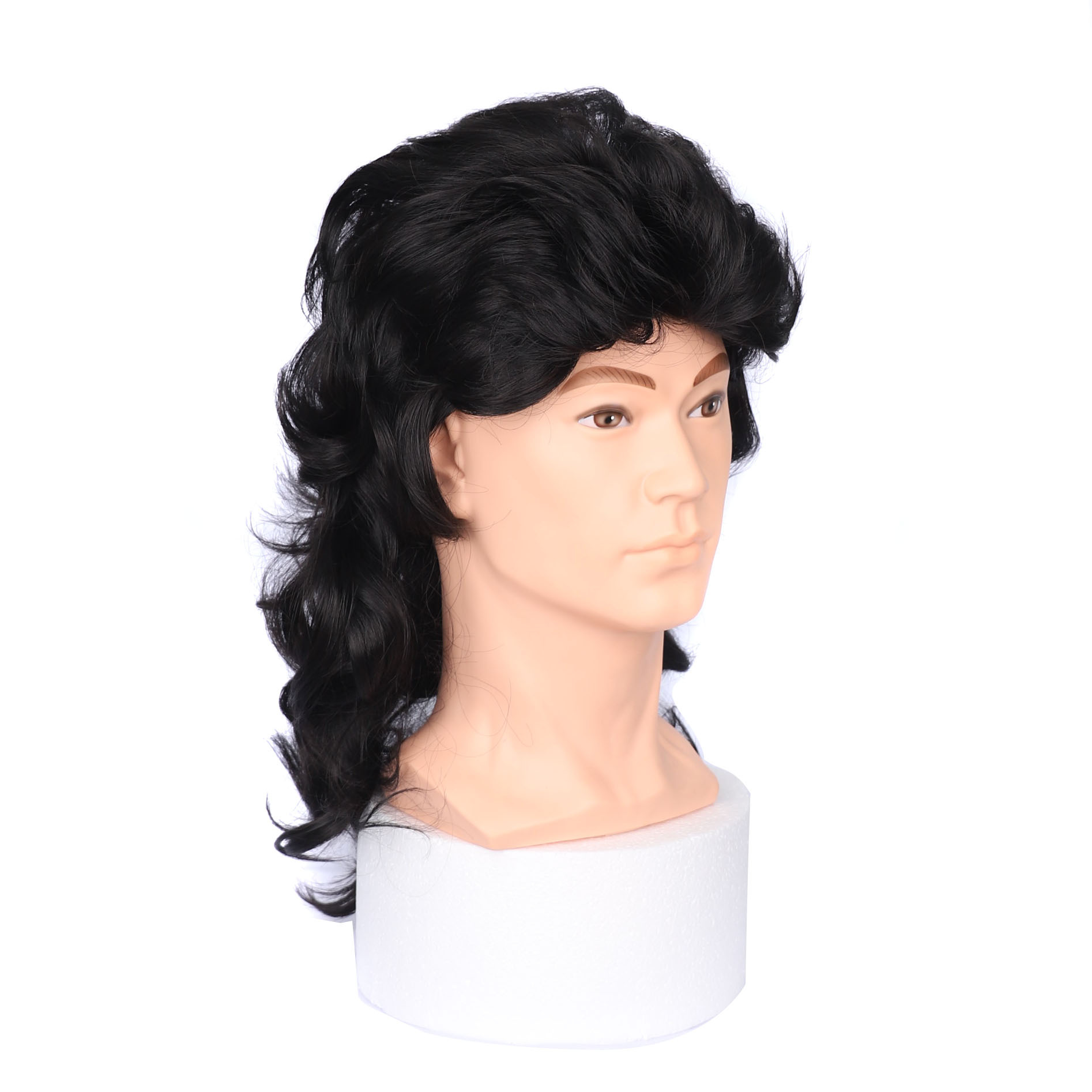 Perucă sintetică personalizată și la modă cu bandă de susținere, lungime medie, păr creț, bandă de susținere_voghion.com