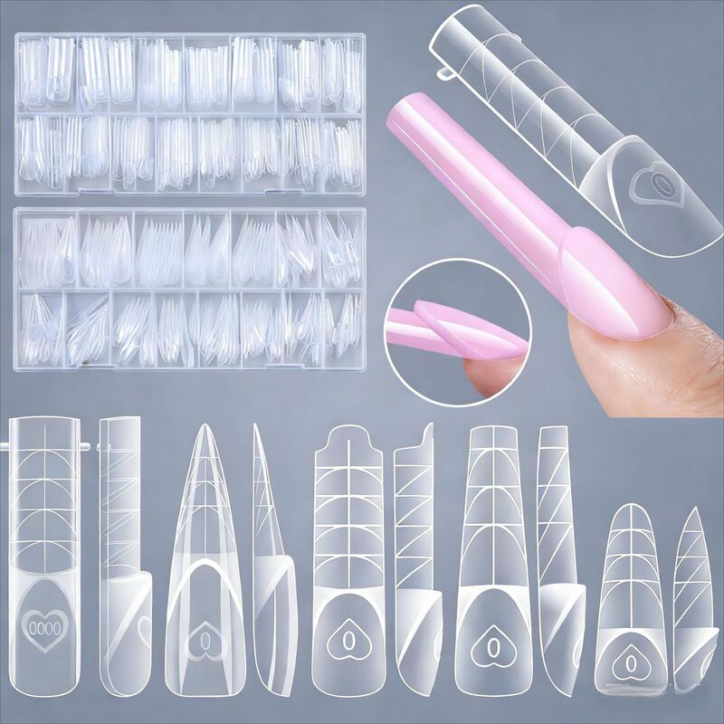 Nail Art Nail Tips French Style Space Nail Mold 150 Pieces Boxed with Scale Transparent Crystal Phototherapy Nail Extension