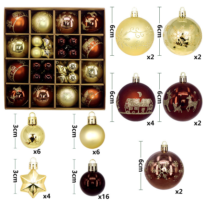 Juego de Esferas Navideñas Set de 44 Piezas 3-6 cm de Plástico Colgante para Árbol de Navidad image 31