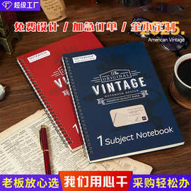 B5美式复古线圈本精装硬面跨境热卖笔记本加厚大号记事本可定制