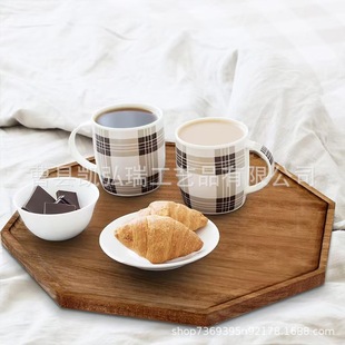 Solid Wood Tray Octagonal Plate Rectangular Tea Tray Chinese Wooden Tea Tray Acacia Wood Japanese Style Classical Plate