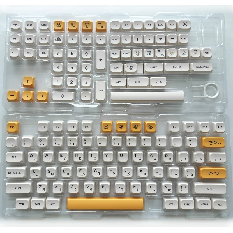 180‑ключевой набор клавиш PBT для сублимации, профиль XDA, цвета Honey Milk, многоязычные надписи