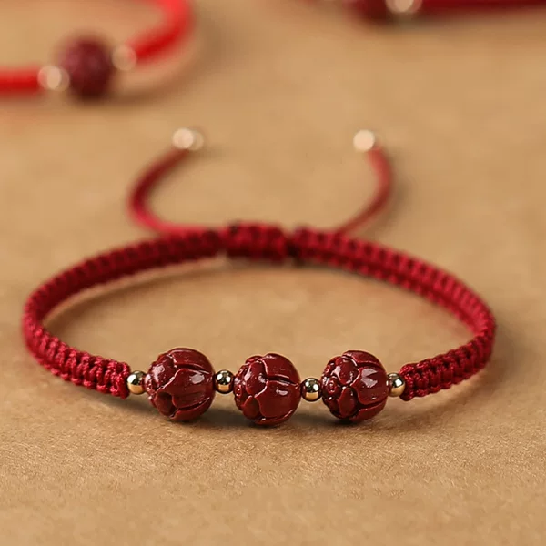 Cinnabar Bracelet Women's Lotus Beads Zodiac Year Red Rope Hand-Woven Purple Gold Sand Red Jewelry Men's and Women's Bracelets