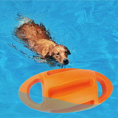 Hot-selling new dog toy with sound, durable, floating, blow-molded rubber ring, olive ball, interactive dog training, factory wholesale