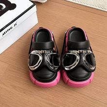 时尚小众设计感朋克风眼镜凉包头带拖鞋女2025夏季新款外穿凉拖鞋