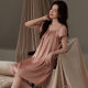2025 Solid Color Ice Silk Nightdress Girl Princess Dress Loose Crewneck dress Pullover Home Clothes Pink Dress Wholesale
