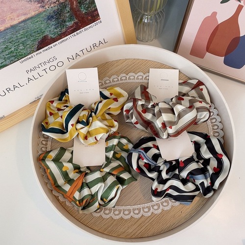 New Korean Satin Braided Hairband with Various Print Combinations, Polka Dot Stripes, Heart Design, Elegant Hair Accessory for Women