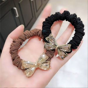 韩版精致新款水晶蝴蝶结发绳扎马尾发圈小肠圈皮筋丸子头简约头绳
