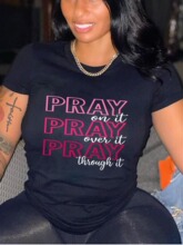 ZN39565国际站欧美外贸时尚女装夏季个性字母印花T恤宽松短袖上衣