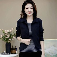 一件代发直播爆款2025秋季款时尚假两件洋气百搭减龄长袖女装上衣
