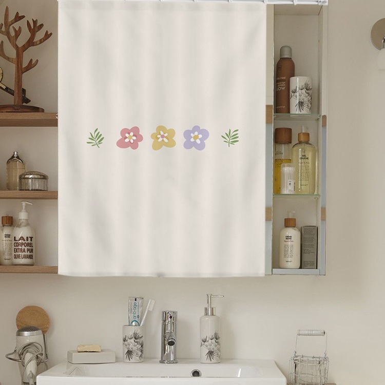 Dressing Table Mirror Cover Curtain Washstand Bathroom Mirror Cover Curtain Full-Length Mirror Slide Rail Decorative Cloth Curtain C&