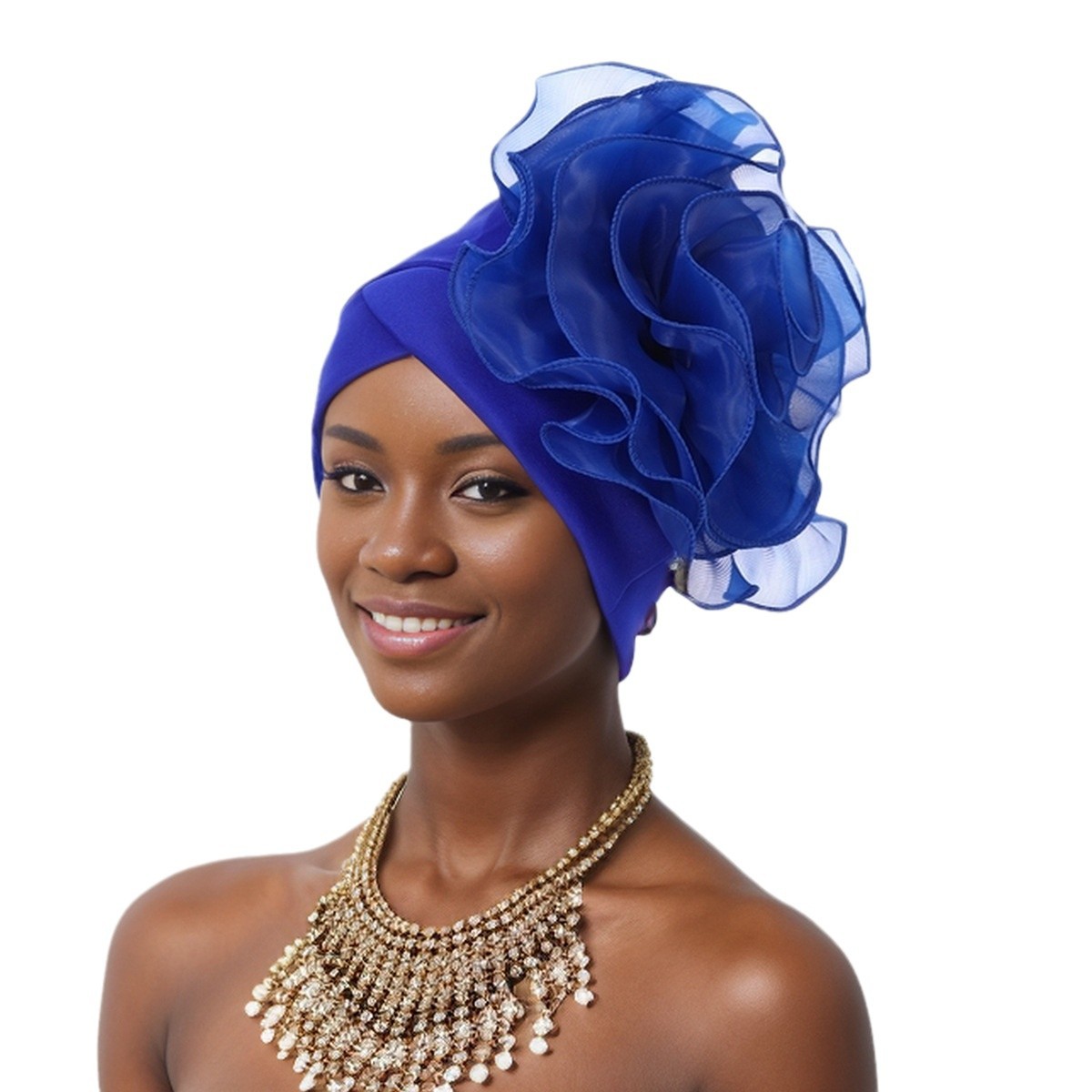 Muslim hat Stylish side large flowers African national characteristics baotou hat headscarf hat_viptrois.com