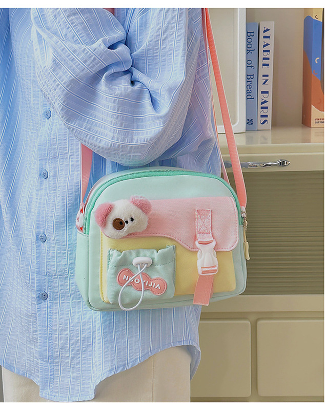 日本のかわいい小さなバッグ女の子クロスボディ小学生ショルダーバッグ甘い学生キャンディーカラー携帯電話大学生|undefined