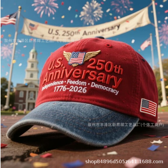 国境を越えた米国 250周年記念レトロウォッシュキャップ 250周年記念レトロキャップ|undefined