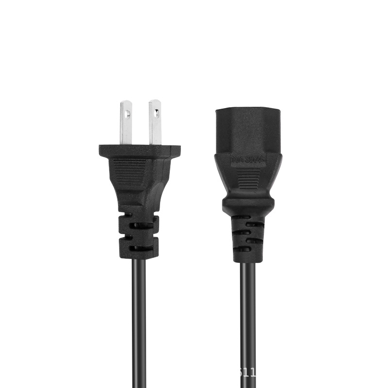 Cable de alimentación de cola de clavija de dos clavijas estándar estadounidense Taiwán Japón enchufe de alambre dos plano con agujeros pin línea de cola