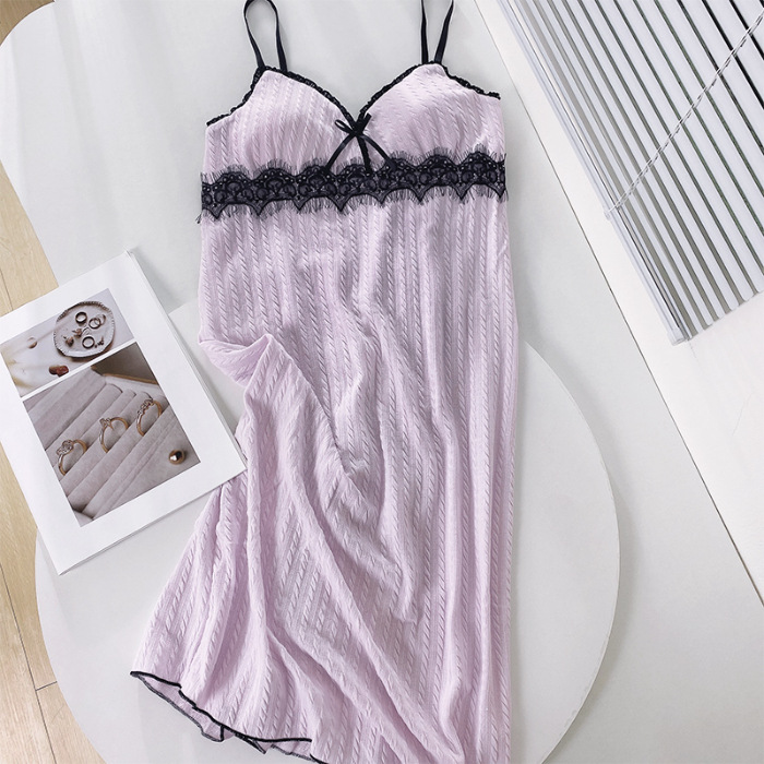 Pijama de cabina de verano para mujeres 2024 nuevo verano jacquard algodón sexy puro encaje con cojín de pecho pijama