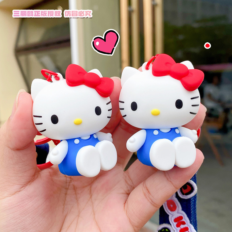 正版三丽鸥凯蒂猫经典公仔手链钥匙扣KT猫汽车钥匙链挂件包包挂饰|undefined