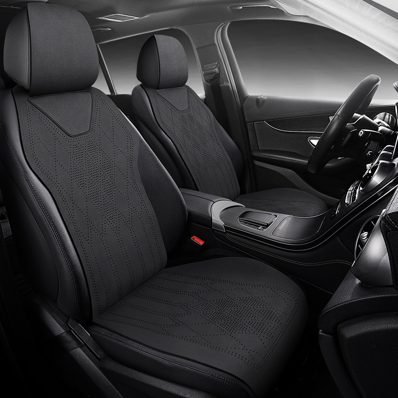 Car Seat Cushion, Universal for All Seasons, Breathable Suede Leather, High-End Saddle Cushion, Suede Perforated Seat Cover, Winter Small Waist