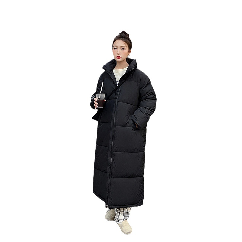 Capa de algodón de plumón gruesa para mujeres largas sueltas ins ropa de pan de estilo de Hong Kong ropa de algodón de invierno 2023 nueva chaqueta de algodón