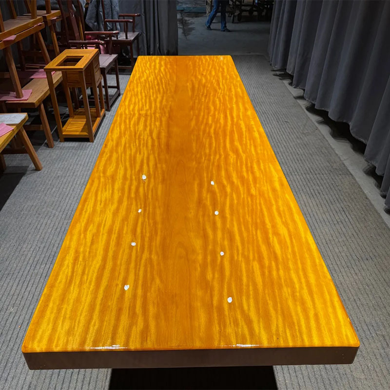 Source Factory Huanghuali Natural Whole Board Tea Table Solid Wood Large Board Office Desk Okan Log Commercial Reception Table