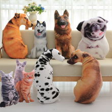 创意仿真3D立体狗狗抱枕小猫咪毛绒玩具公仔儿童礼品生日礼物玩偶