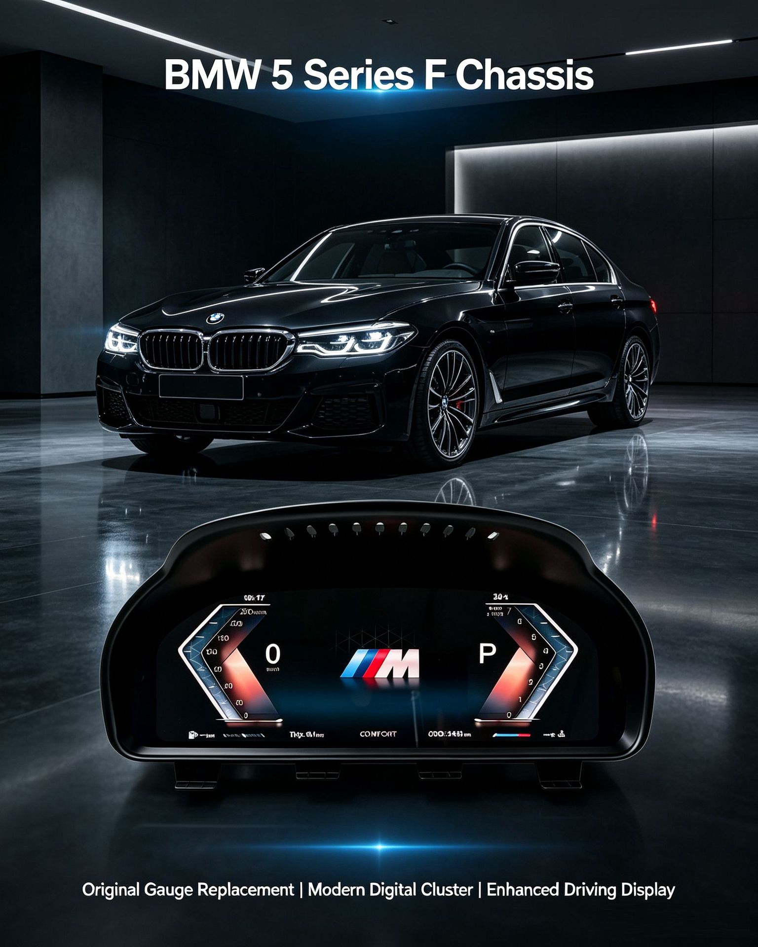 Compatible with BMW F chassis 5 Series, 6 Series, 7 Series, X3, X4, X5, X6, non-destructive modification to M Sport full LCD instrument panel