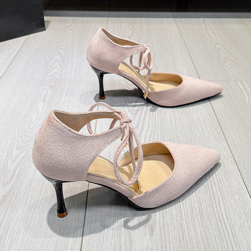2026 New Summer Pointed-Toe Stiletto High-Heeled Shoes for Women with Lace-Up Bow, Fashionable and Versatile Commuter Shoes, Fashion Shoes
