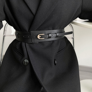 Belt women's retro casual Korean style ins decorated suit jacket waist slimming personality versatile black wide waistband