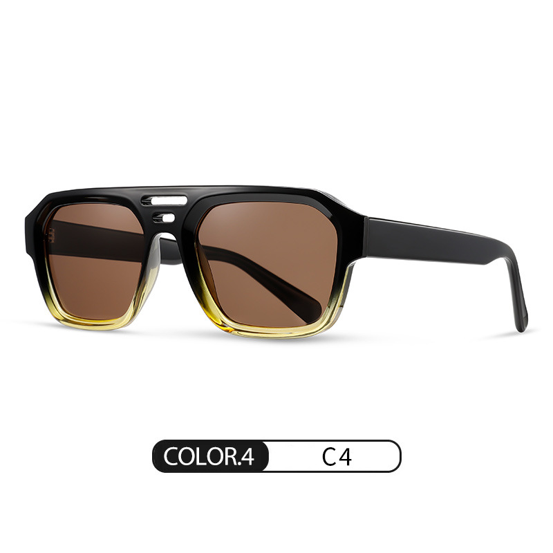 Gafas de sol de doble viga de pierna ancha con montura cuadrada S31120 Gafas de sol polarizadas de moda de alta gama para mujer Gafas de sombra de placa para exteriores