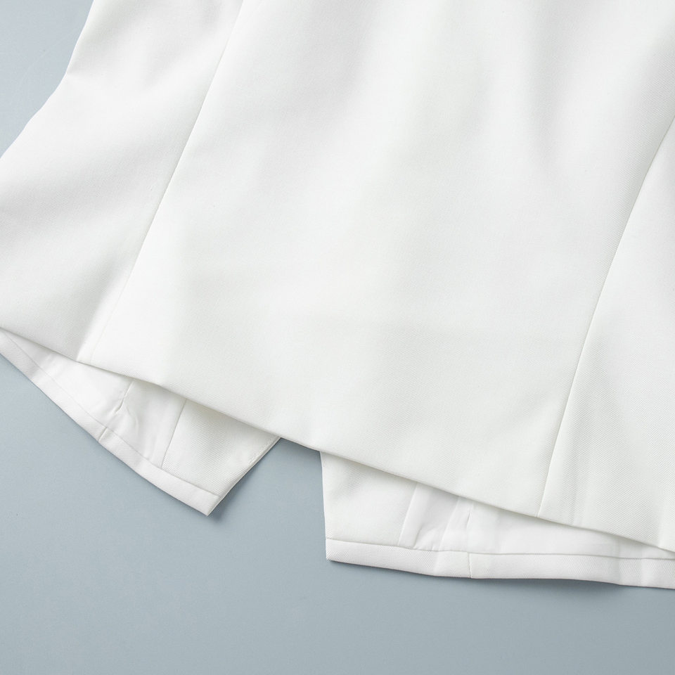 Bộ vest nữ áo gile cổ V cài khuy một hàng kèm quần short ống thẳng — Màu trắng, Màu xám, Màu đen (thêm mới) chi tiết 29