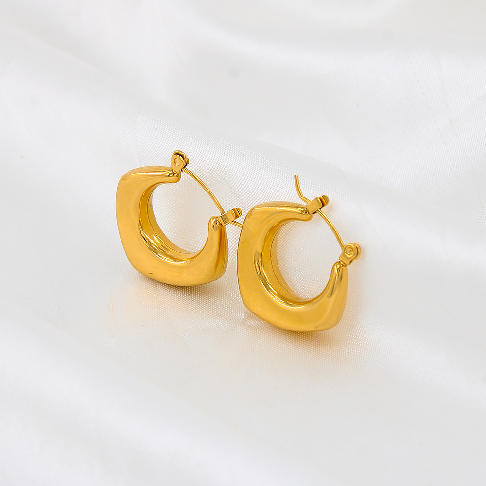 Round Pattern Women'S Gender 1 Pair Simple Style Round Plating 304 Stainless Steel 18K Gold Plating In The Furnace Hoop Earrings