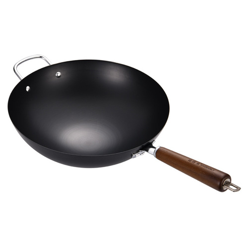 Manufacturer wholesale gas nitrogen old-fashioned iron pan physical non-stick wok uncoated wok imitation cast iron pan one piece drop shipping