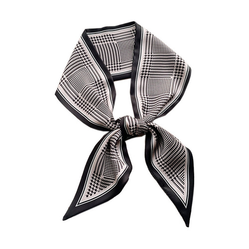 Spring and summer new retro printed silk scarf, high-value thin narrow long strip hair tie, versatile bandana for shirt small neckerchief