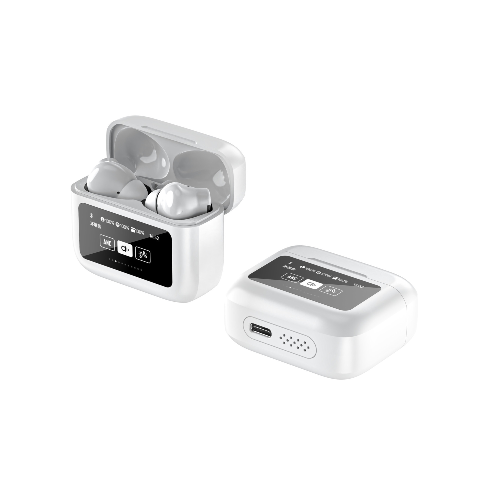 LCD smart color screen touch noise reduction Bluetooth earbuds in-ear Bluetooth wireless headphones ANC+ENC new exclusive model - 8