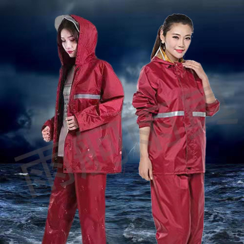 Raincoat and Rain Pants Set, Full-Body Waterproof, Thickened for Heavy Rain, Suitable for Adult Women and Men, for Electric Motorcycle Riding