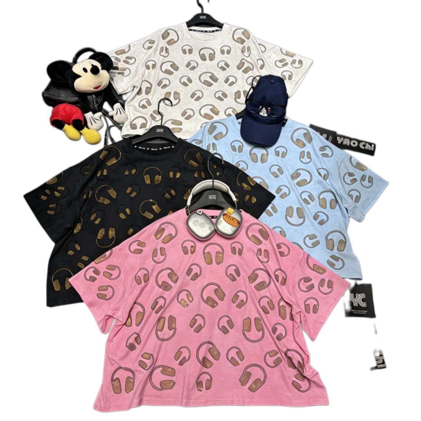 Camiseta de manga corta de gran tamaño transfronteriza europea y americana verano 2026 nueva marca de moda de industria pesada de diamantes calientes de moda europea y americana camisa de mujer image 6