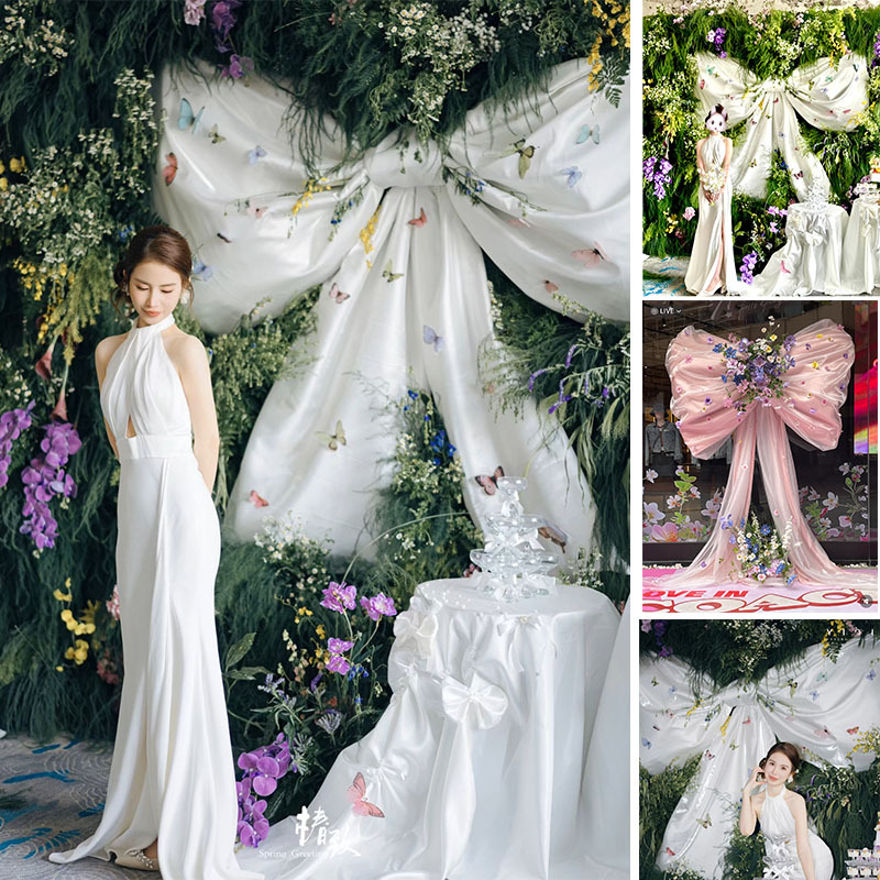 春天花蝴蝶结派对订婚打卡装饰网红摄影派对活动布置店铺打卡