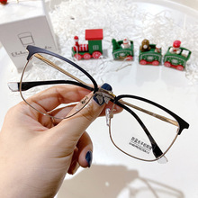 HM8001眼镜框男半框新款复古方框眉毛架平光镜商务女简约风眼镜架