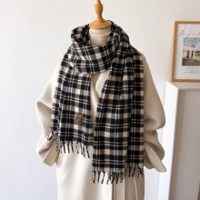 秋冬跨境新品热销韩国复古仿羊绒格子围巾保暖简约百搭日韩校园风