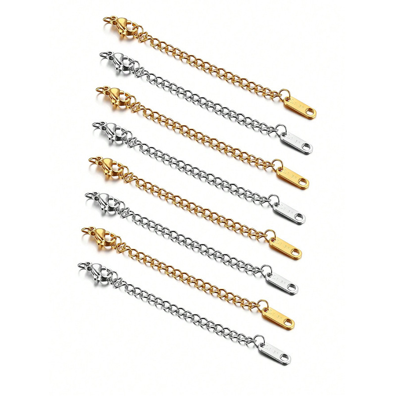真空メッキステンレス鋼ロブスターバックルテールチェーンセット延長チェーンタグ diy ネックレスブレスレットチェーンアクセサリー組み合わせ|undefined