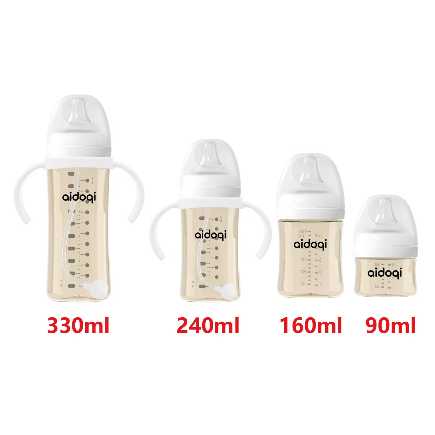 Aiduoqi newborn baby wide caliber PPSU feeding bottle big baby straw feeding bottle anti-flatulence anti-choke multi-purpose feeding bottle