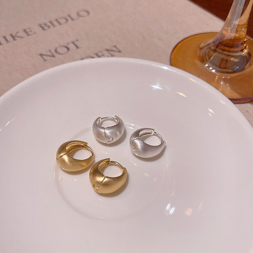 Niche design matte brushed earrings, earrings, versatile temperament, high-end U-shaped earrings, Internet celebrity earrings and earrings