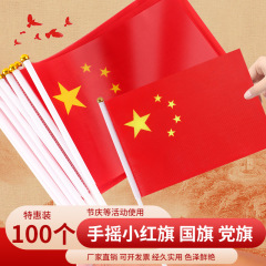小国旗手摇旗小红旗小号8号7号手持中国小国旗五星红旗国旗带杆手