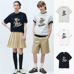 2025 春夏韓国ニッチトレンディブランドマリテサーフィンググラフィティクマ漫画プリント半袖ルーズ Tシャツ女性用