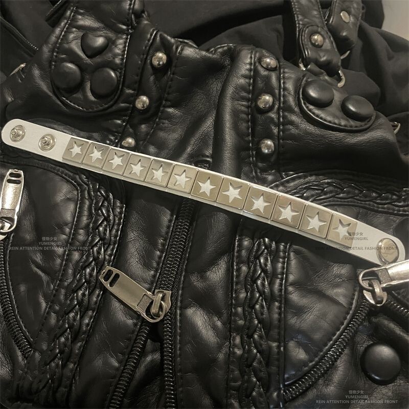 New Y2K Retro Punk Leather Star Bracelet Adjustable Subculture Male and Female Sexy Motorcycle Bracelet Bracelet New Y2K Retro Punk Leather Star Bracelet Adjustable Subculture Male and Female Sexy Motorcycle Bracelet Bracelet