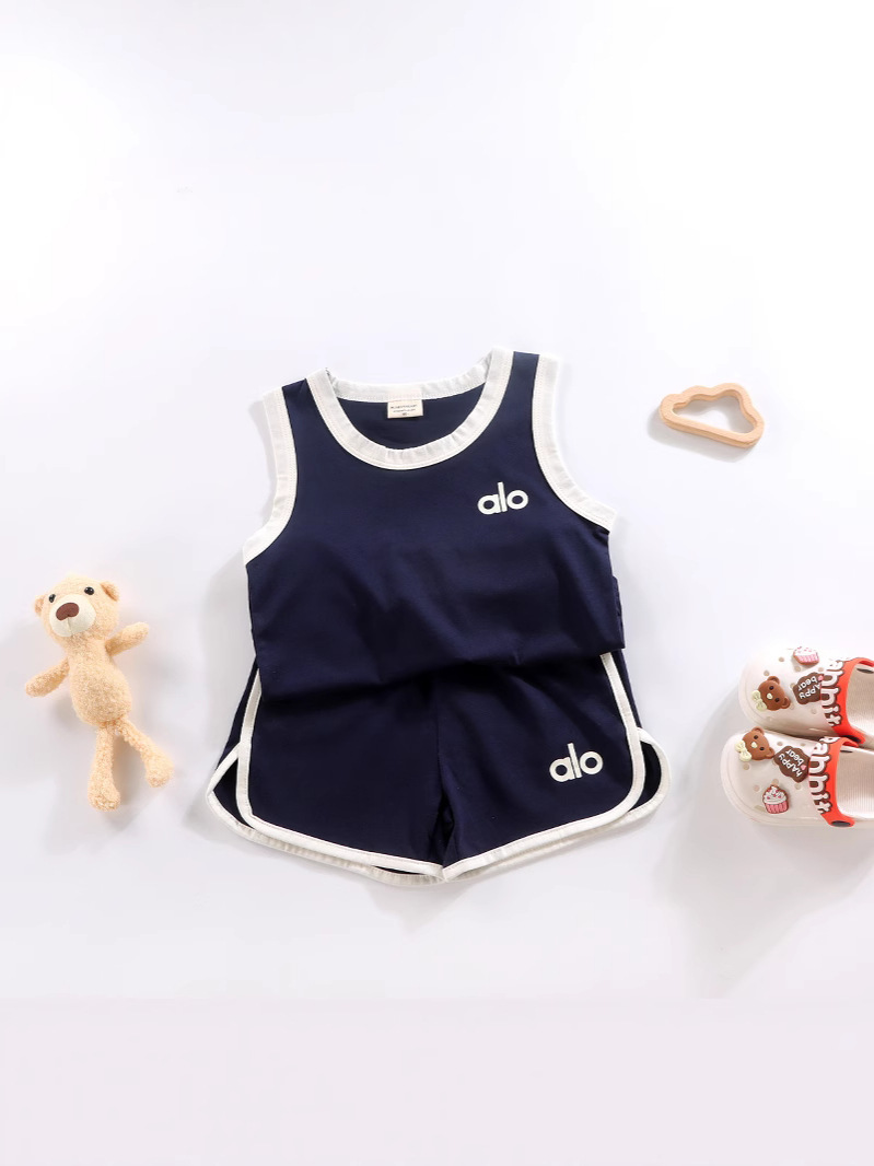 Procesamiento de chalecos personalizados para niños 2025, nuevos pantalones cortos de verano para niños y niñas para bebés deportivos casuales de dos piezas