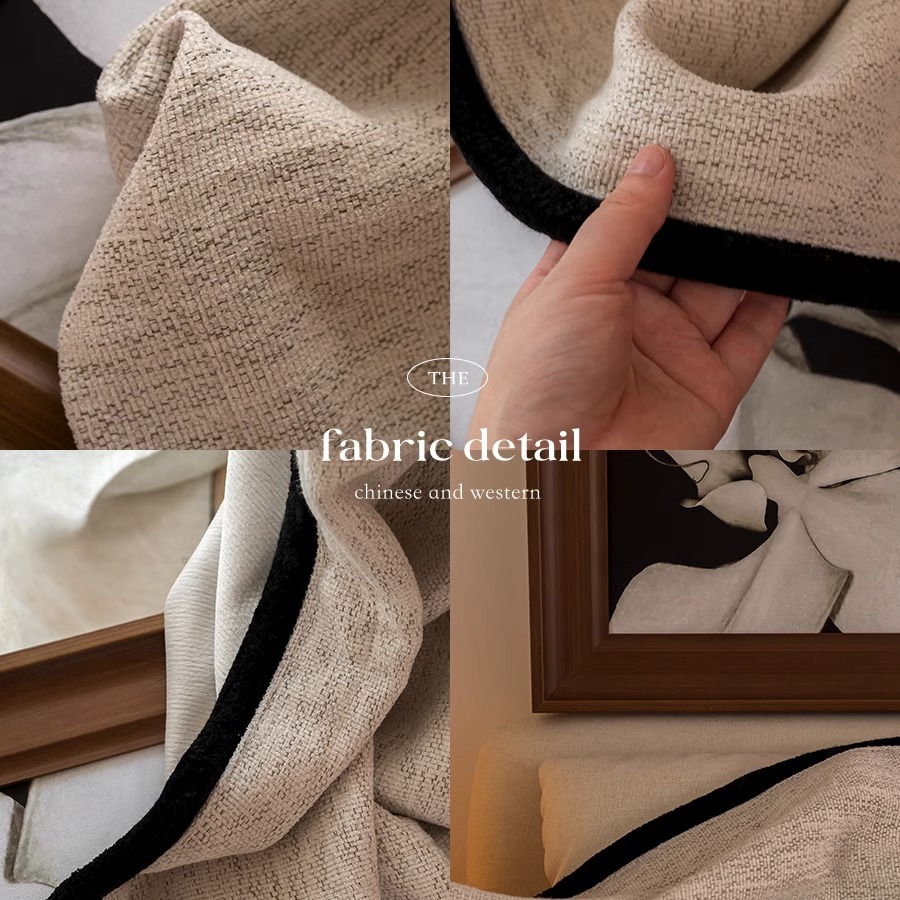 Cortinas de estilo antiguo francés ligero, dormitorio, sala de estar, sombreado, sensación premium 2024, nuevas cortinas de chenilla de color té con leche